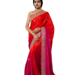 Shaded Gottapatti Work Saree | Orange to Magenta | Jaipurio Designer Collection